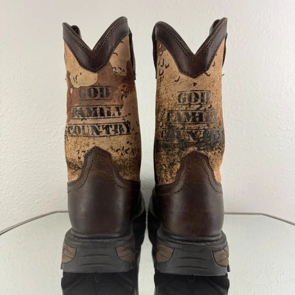 !SOLD! CODY JAMES Brown Leather Camo Flag Vibram Decimator Comp Toe Work Boots - Picture 6 of 13